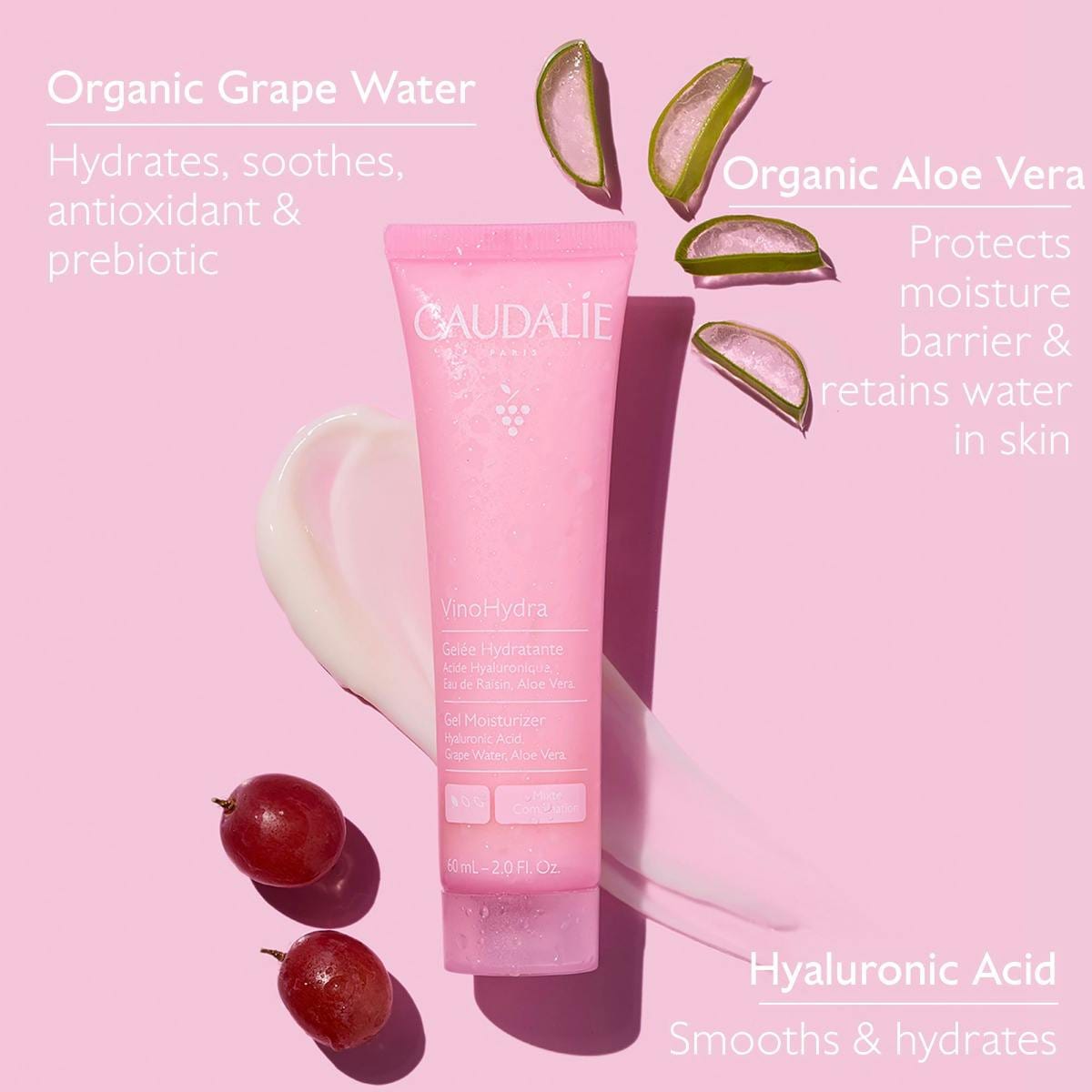 Caudalie Vinosource-Hydra Gel Moisturizer with Hyaluronic Acid + Aloe Vera 60 ml