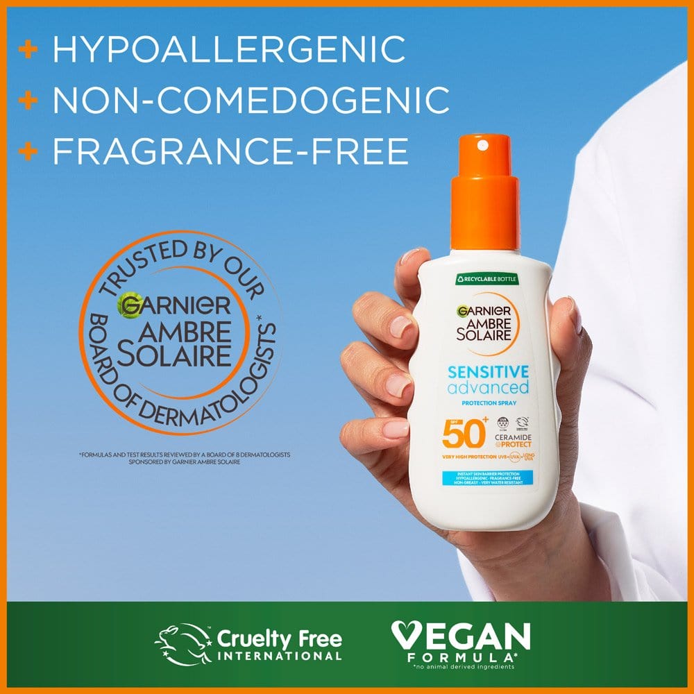 Garnier Ambre Solaire SPF 50+ Sensitive Advanced Sun Spray 150 ml / 5 fl oz 2 Pack