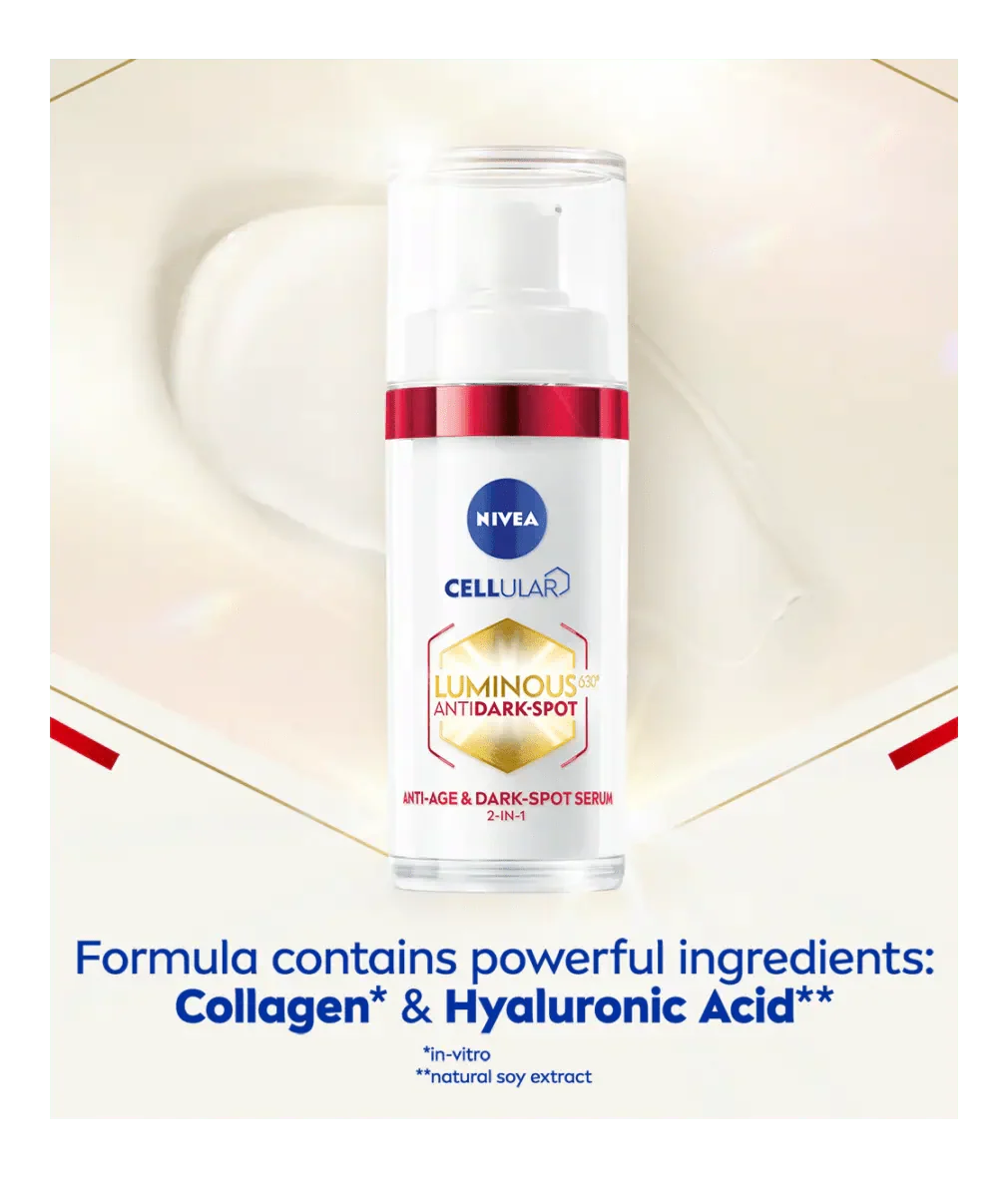 Nivea Luminous 630 Anti-Age & Dark Spot 2-in-1 Serum with Collagen Booster 30ml / 1 fl.oz - 3 Pack