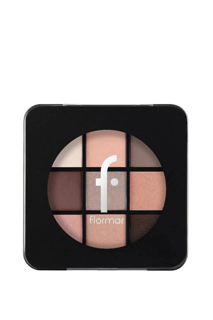 Flormar 9-pack Compact Eyeshadow Palette with Creamy Texture &amp; Matte Finish/Shimmer 9g - 005 Nude