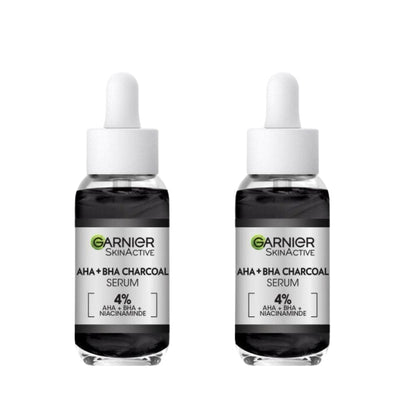 Garnier Skin Active 4% AHA + BHA &amp; Niacinamide Charcoal Face Serum 30 ml 2 Pack