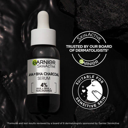 Garnier Skin Active 4% AHA + BHA &amp; Niacinamide Charcoal Face Serum 30 ml