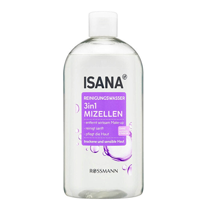 Isana Makeup Remover 3 in 1 Micellar Water Alcohol Free Dry &amp; Sensitive Skin 400ml