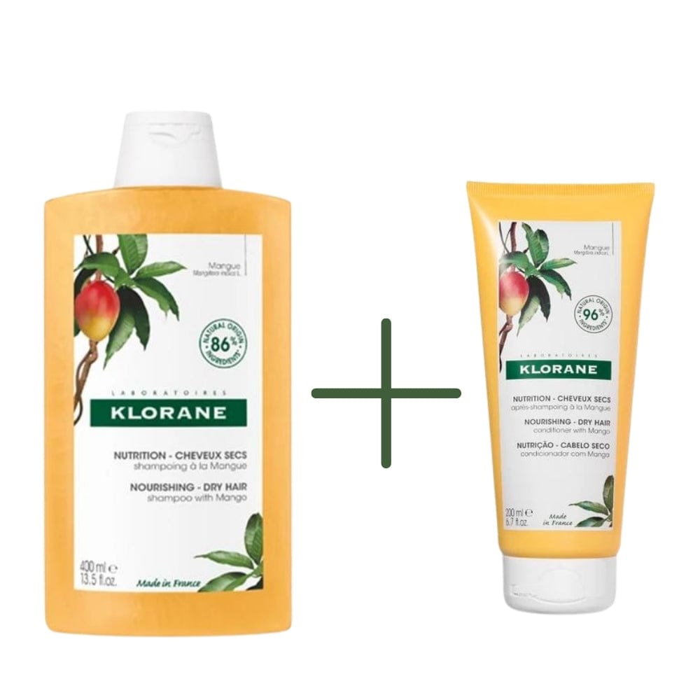 Klorane Mango Content Nourishing Shampoo 400 ml &amp;Mango Content Nourishing Hair Conditioner 200 ml