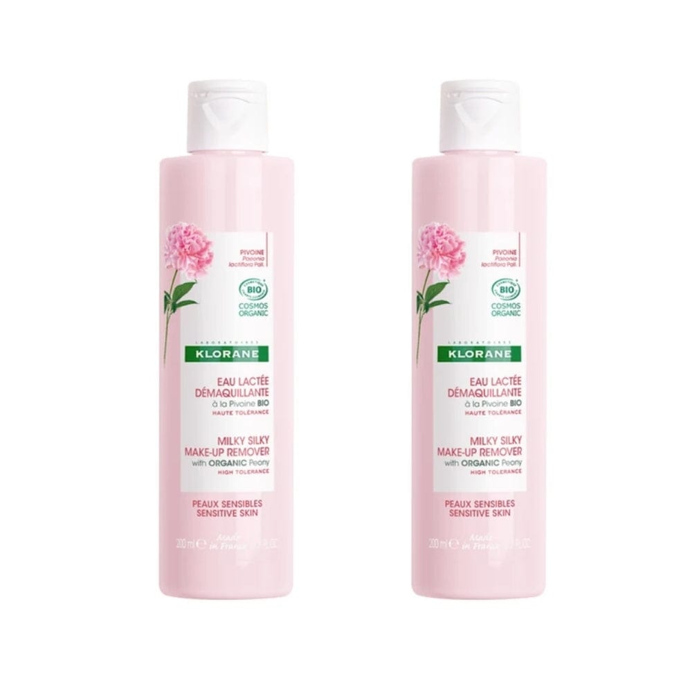 Klorane Organic Peony Extract Silky Milk Make-up Remover for Sensitive Skin 200 ml -2 Pack
