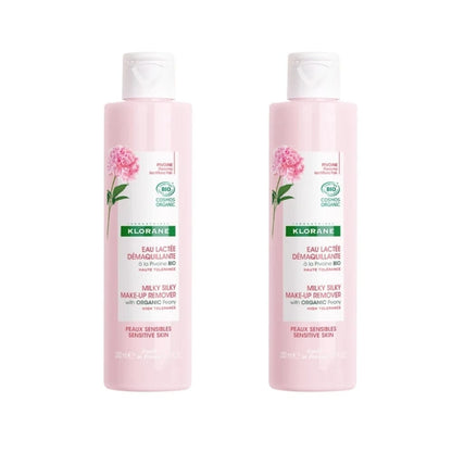 Klorane Organic Peony Extract Silky Milk Make-up Remover for Sensitive Skin 200 ml -2 Pack