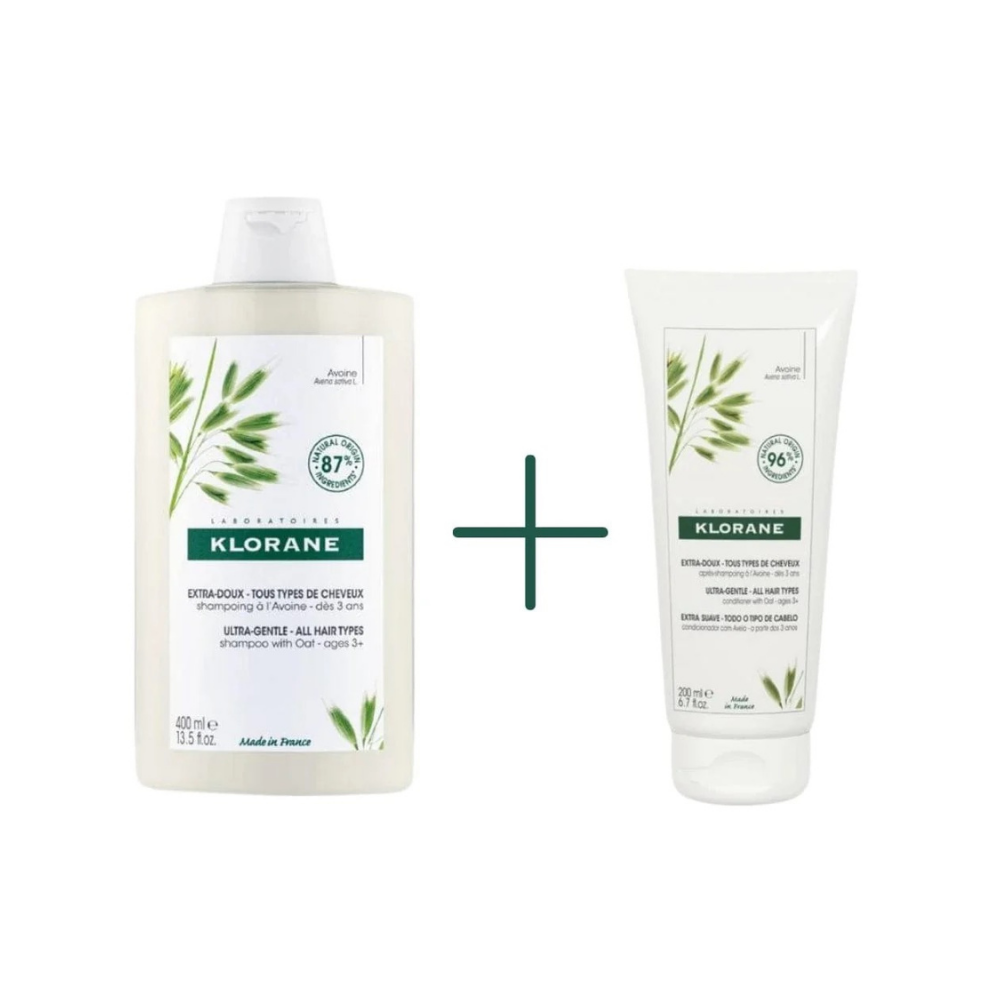 Klorane Ultra Sensitive Shampoo with Oats 400 ml &amp;  Ultra Sensitive Conditioner with Oats 200 ml