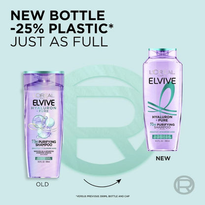 Loreal Elseve Hydra [Hyaluronic] Pure Salicylic Acid Anti-Oil Purifying Shampoo 300 ml -3 Pack