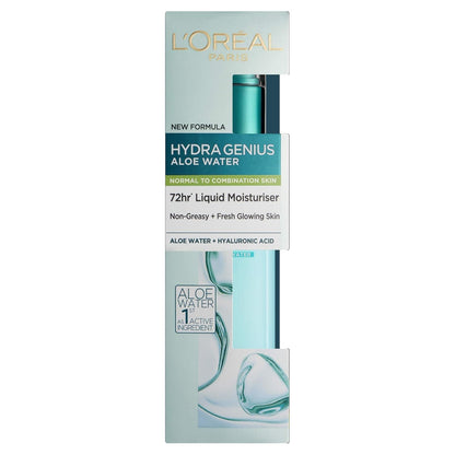 Loreal Paris Hydra Genius Hyaluronic Acid + Aloe Vera Liquid Moisturiser for Normal to Combination Skin, 70ml 3 Pack