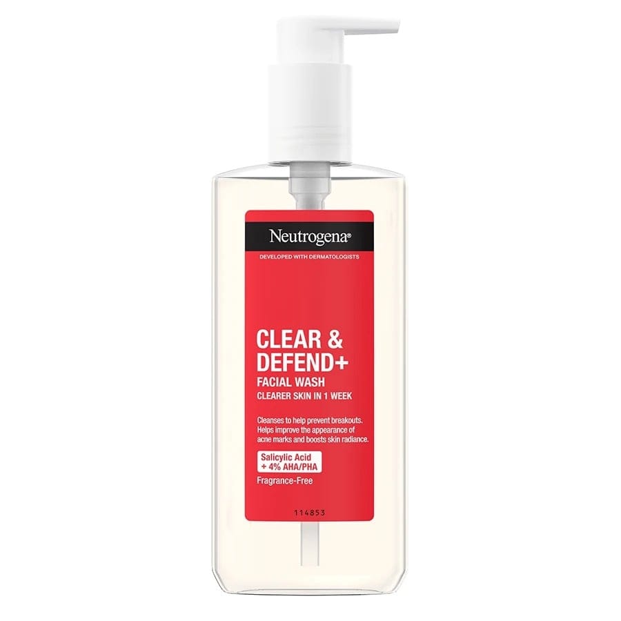 Neutrogena Clear & Defend+ Facial Wash with AHA/BHA/PHA 200ml / 6.8 fl oz