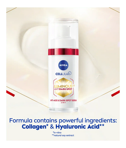 Nivea Luminous 630 Anti-Age &amp; Dark Spot 2-in-1 Serum with Collagen Booster 30ml / 1 fl.oz - 2 Pack
