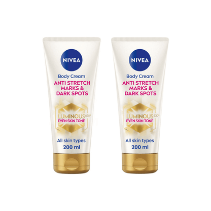 Nivea Luminous 630 Anti Stretch Marks &amp; Dark Spots Body Cream 200ml / 6.8 fl oz - 2 Pack