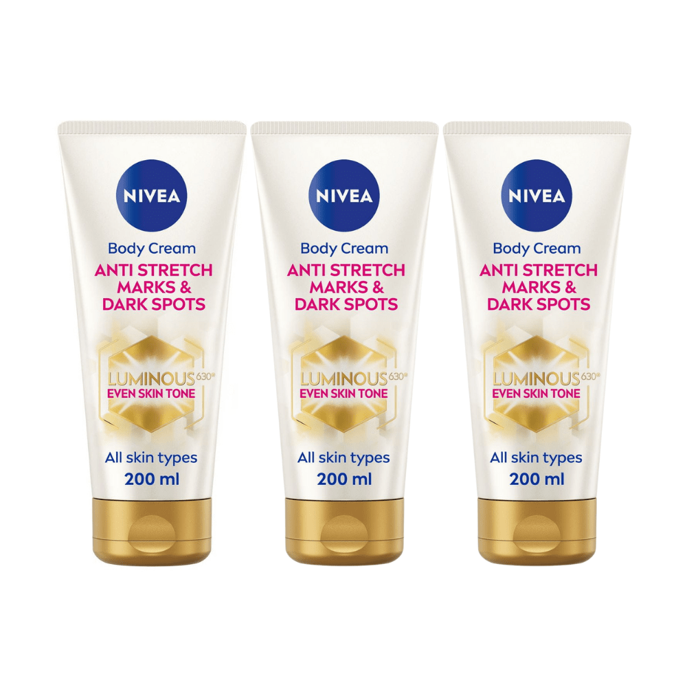Nivea Luminous 630 Anti Stretch Marks &amp; Dark Spots Body Cream 200ml / 6.8 fl oz - 3 Pack