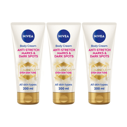 Nivea Luminous 630 Anti Stretch Marks &amp; Dark Spots Body Cream 200ml / 6.8 fl oz - 3 Pack