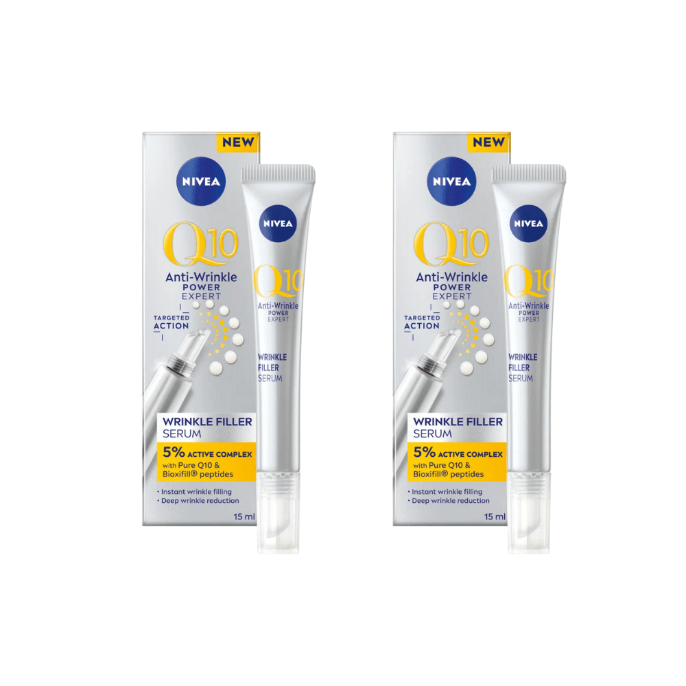 Nivea Q10 Anti-Wrinkle Power Wrinkle Filler Serum with Bioxifill Peptides 15ml / 0.5 fl oz - 2 Pack
