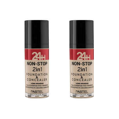 Pastel 24H Non-Stop 2in1 Foundation &amp; Concealer - 601 Cool 2 Pack