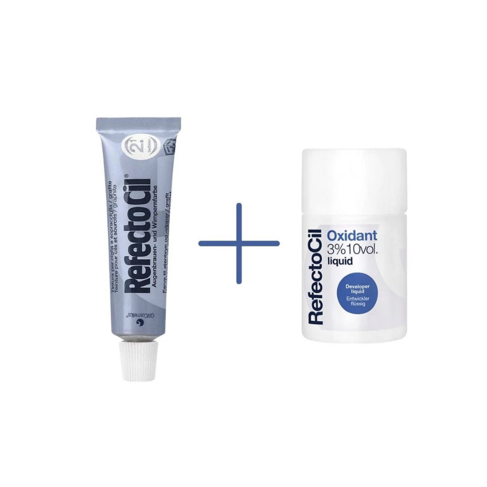 RefectoCil Eyebrow and Eyelash Dye No:2.1 Blue 15 ml + RefectoCil 3% 10 vol. Liquid Oxidant 100 ml